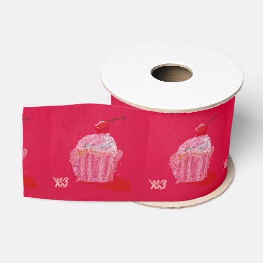 Erdbeer-Frosting Ripsband (Spule)