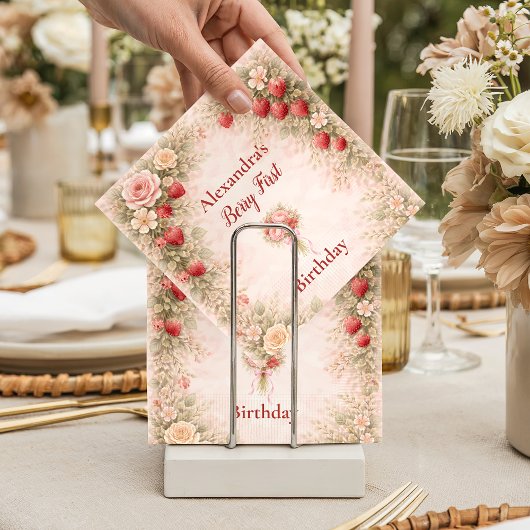 Erdbeer-Garten Floral 1. Geburtstag Serviette