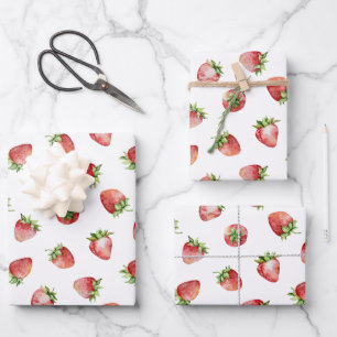 Erdbeer Geburtstag Geschenkpapier Set