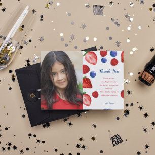 Erdbeer-Geburtstagsfeier, dankeschön Themen   Postkarte