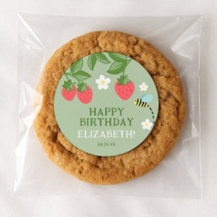 Erdbeer-Geburtstagsfeier Geschenk Danke Runder Aufkleber