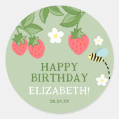 Erdbeer-Geburtstagsfeier Geschenk Danke Runder Aufkleber (Vorderseite)