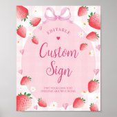Erdbeer-Geburtstagstischschild Beere First Poster (Vorne)