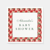 Erdbeer-Gingham-Cottage-Baby-Party Serviette (Vorderseite)