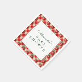 Erdbeer-Gingham-Cottage-Baby-Party Serviette (Ecke)