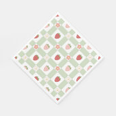 Erdbeer-Gingham-Erstgeburtstags-Lunch Serviette (Ecke)