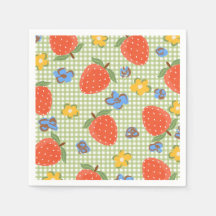 Erdbeer-Gingham-Papier-Servietten | Sommerparty