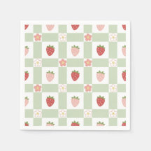 Erdbeer-Gingham Pastellgrün 1. Geburtstag