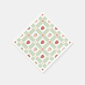 Erdbeer-Gingham Pastellgrün 1. Geburtstag Serviette (Ecke)
