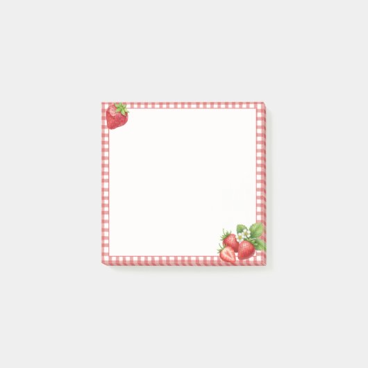 Erdbeer-Gingham-Post-it® Notizen (Vorderseite)