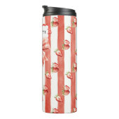 Erdbeer-Gingham-Schleife Rot gestreift Wasserfarbe Thermosbecher (Nach rechts gedreht)
