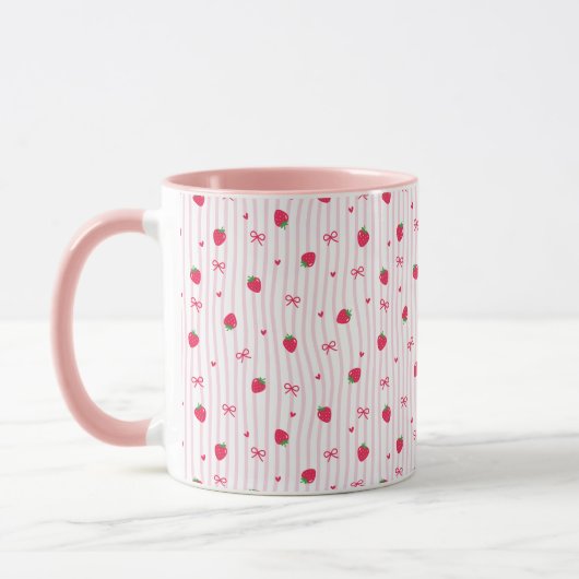 Erdbeer-Herz-Schleifenmuster  Tasse (Links)