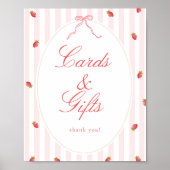 Erdbeer-Karten & Geschenke-Tisch-Schild Poster (Vorne)
