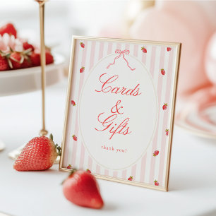 Erdbeer-Karten & Geschenke-Tisch-Schild Poster