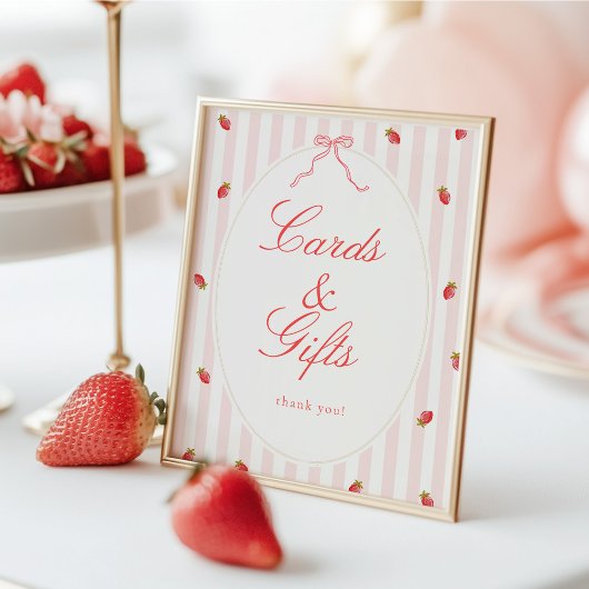 Erdbeer-Karten & Geschenke-Tisch-Schild Poster