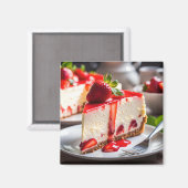 Erdbeer-Käsekuchen Magnet (Vorderseite/Rückseite)