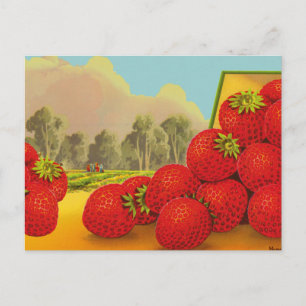 Erdbeer-Kisten-Etiketten-Kunst editierbar vintage  Postkarte