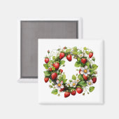 Erdbeer-Kranz-Magnet Magnet (Vorderseite/Rückseite)
