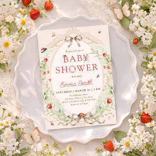 Erdbeer-Launen-Marienkäfer-Baby-Party Einladung
