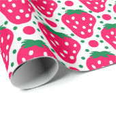 Erdbeer-Mädchen 1. Geburtstagsfeier Geschenkpapier (Rolleneckpunkt)