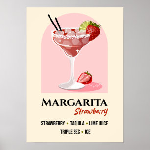 Erdbeer-Margarita-mit-Salzrand-Rezept-Kunst Poster