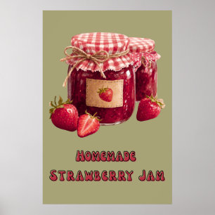 Erdbeer-Marmeladenglas Vintage-Sage-Küchenposter Poster