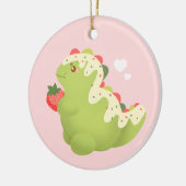 Erdbeer-Matcha-Dinosaur Keramik Ornament (Links)