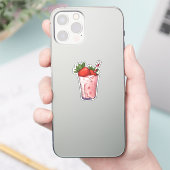 Erdbeer-Milchshake im Cartoon-Stil Aufkleber (Telefon)