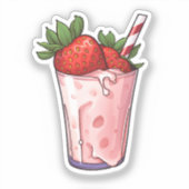 Erdbeer-Milchshake im Cartoon-Stil Aufkleber (Vorderseite)