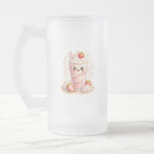 Erdbeer-Milchshake Kawaii-Frosted-Glas-Mug Mattglas Bierglas