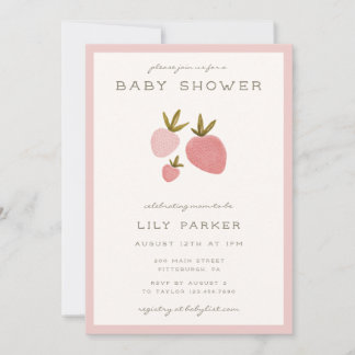 Erdbeer-Minimal-Baby-Shower Einladung