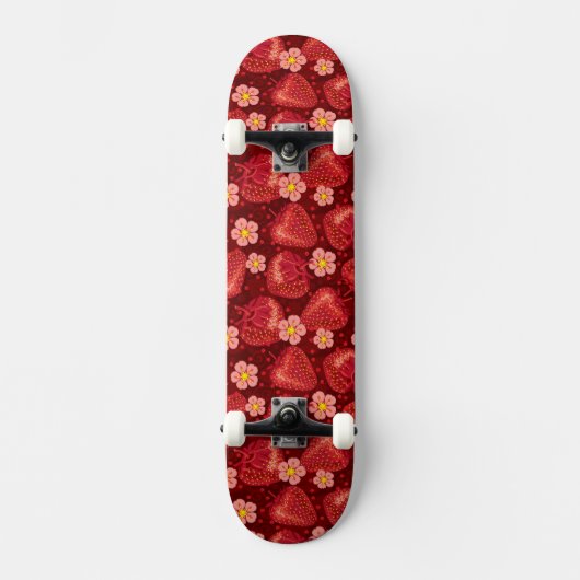 Erdbeer-Muster 2 2 Skateboard (Vorderseite)