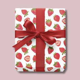 Erdbeer-Muster Geschenkpapier Set