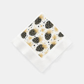 Erdbeer-Muster in Schwarz und Gold Serviette (Ecke)