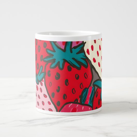 Erdbeer-Muster Jumbo-Tasse (Vorderseite)