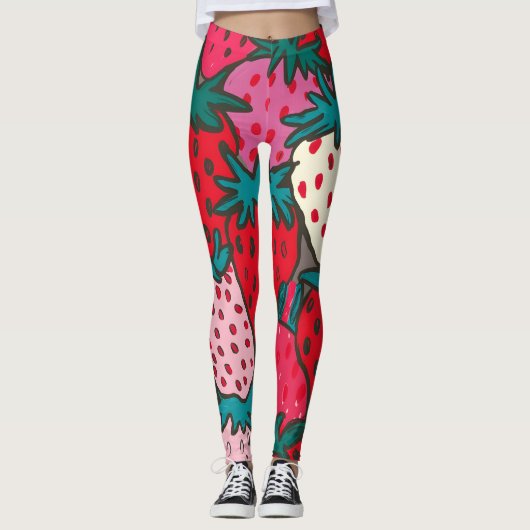 Erdbeer-Muster Leggings (Vorderseite)
