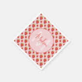 Erdbeer-Muster-Monogramm  Serviette (Ecke)
