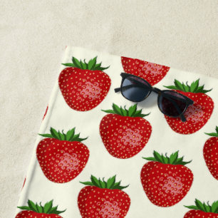 Erdbeer-Muster, rote Erdbeeren, Frucht, Blatt Strandtuch