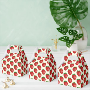 Erdbeer-Muster, rote Erdbeeren, Obst, Blatt Geschenkschachtel