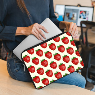 Erdbeer-Muster, rote Erdbeeren, Obst, Blatt Laptopschutzhülle