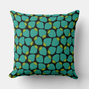 Erdbeer-Muster Whimsical Cool Sage Kissen