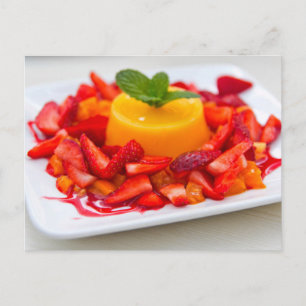 ERDBEER ORANGE NACHspeise POSTCROSSING Postkarte