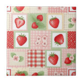 Erdbeer-Patchwork-Picknick (3) Fliese (Vorderseite)