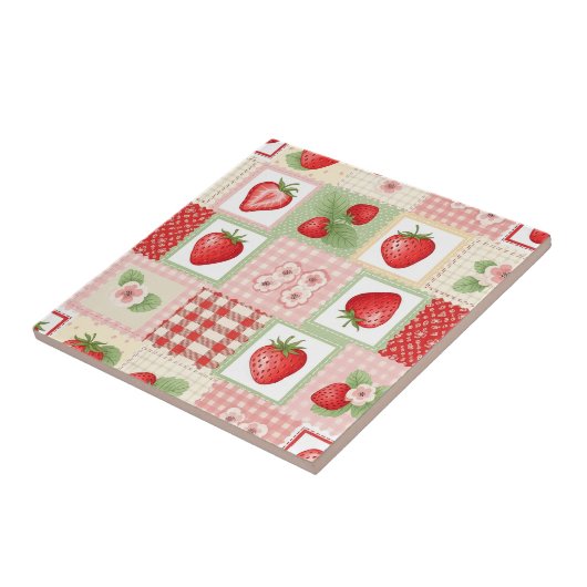 Erdbeer-Patchwork-Picknick (3) Fliese (Seite)