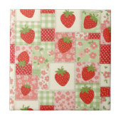 Erdbeer-Patchwork-Picknick (4) Fliese (Vorderseite)