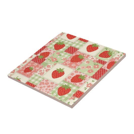 Erdbeer-Patchwork-Picknick (4) Fliese (Seite)