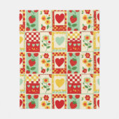Erdbeer-Patchwork-Picknick Fleecedecke (Vorderseite)