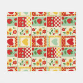 Erdbeer-Patchwork-Picknick Fleecedecke (Vorderseite (Horizontal))