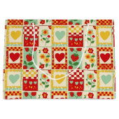 Erdbeer-Patchwork-Picknick Große Geschenktüte (Vorderseite)