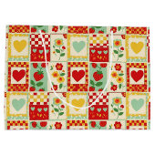 Erdbeer-Patchwork-Picknick Große Geschenktüte (Rückseite)